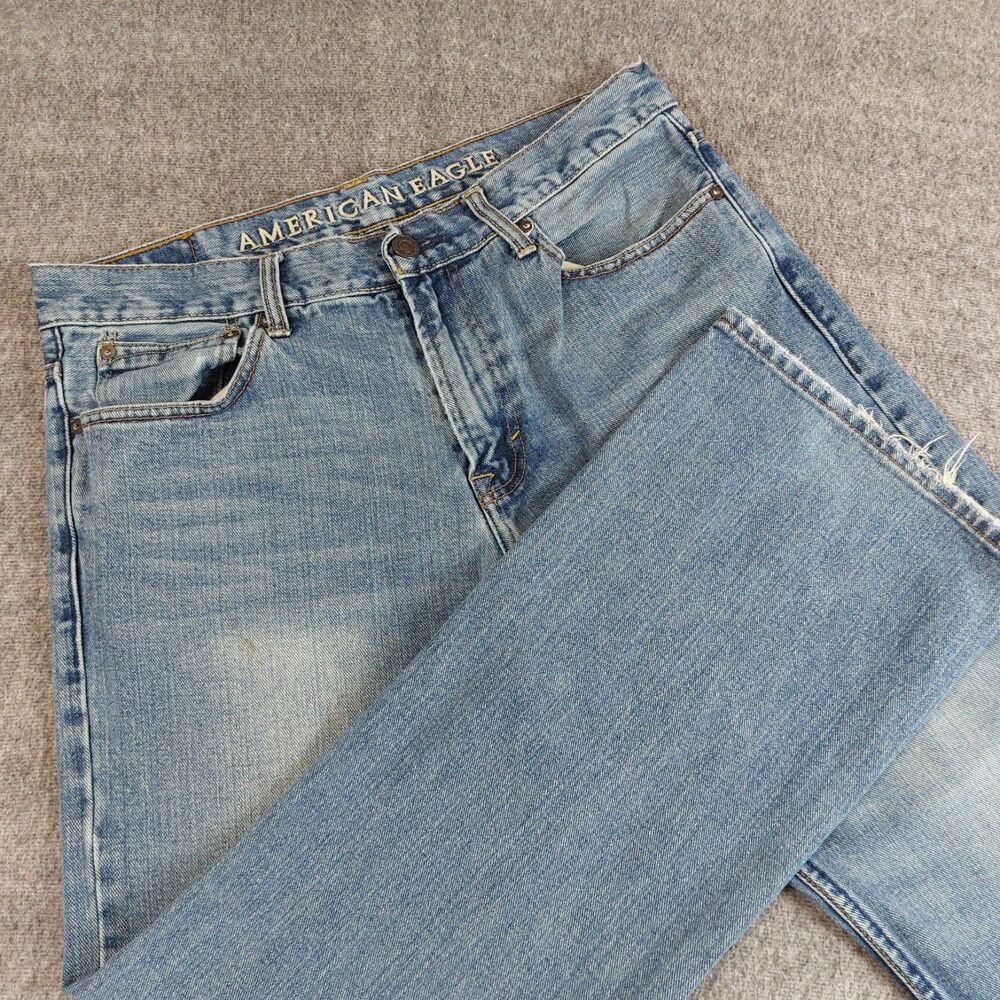 American Eagle Bootcut Jeans Men's 34×30 (Fit 35x29) Blue Natural Fading